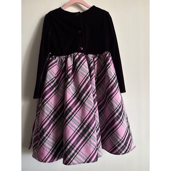 Girls Formal Dress | Pink/Purple/Gray Plaid | Size 4 | 100% Polyester - Picture 3 of 8